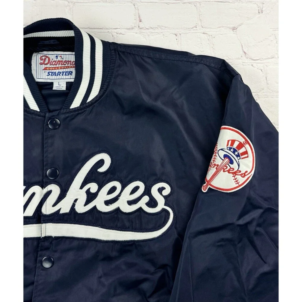 Vintage New York Yankees Starter Jacket Satin MLB Diamond Collection Men’s Large